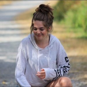 Long sleeve hooded tee from pink